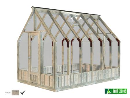 Serre de jardin Emilia 8.7 m² en bois traité autoclave et verre trempé 4 mm