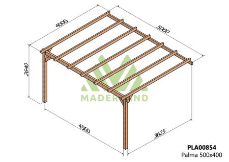 PERGOLA PALMA- 20 m² - Adossable -Dim(cm): 500 x 400