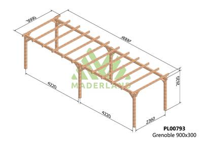 Pergola GRENOBLE 900x300cm