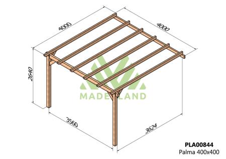 PERGOLA PALMA- 16 m² - Adossable -Dim(cm): 400 x 400