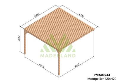 Pergola avec toit MONTPELLIER 420x420cm