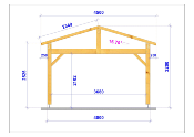 Carport double pentes 4,5 x 4,5 m en Douglas