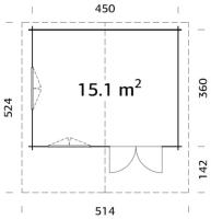 Abris de jardin HELENA  15.1 m² 70mm avec plancher